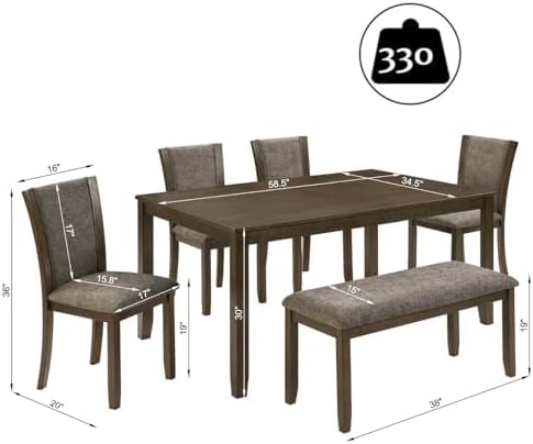 Farmhouse Dining Table Set, 6-Piece - Image 2