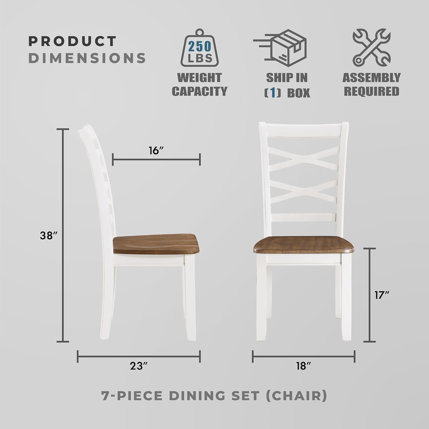 Dining Table and Chair Set, 7-Piece - Image 4