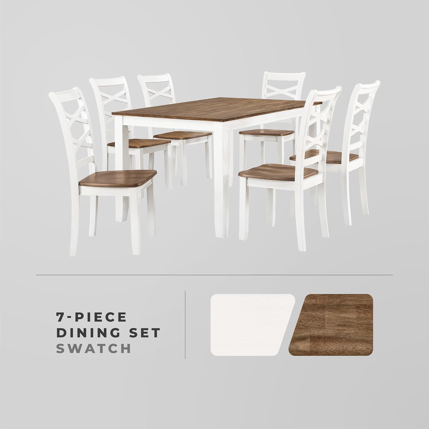 Dining Table and Chair Set, 7-Piece - Image 5