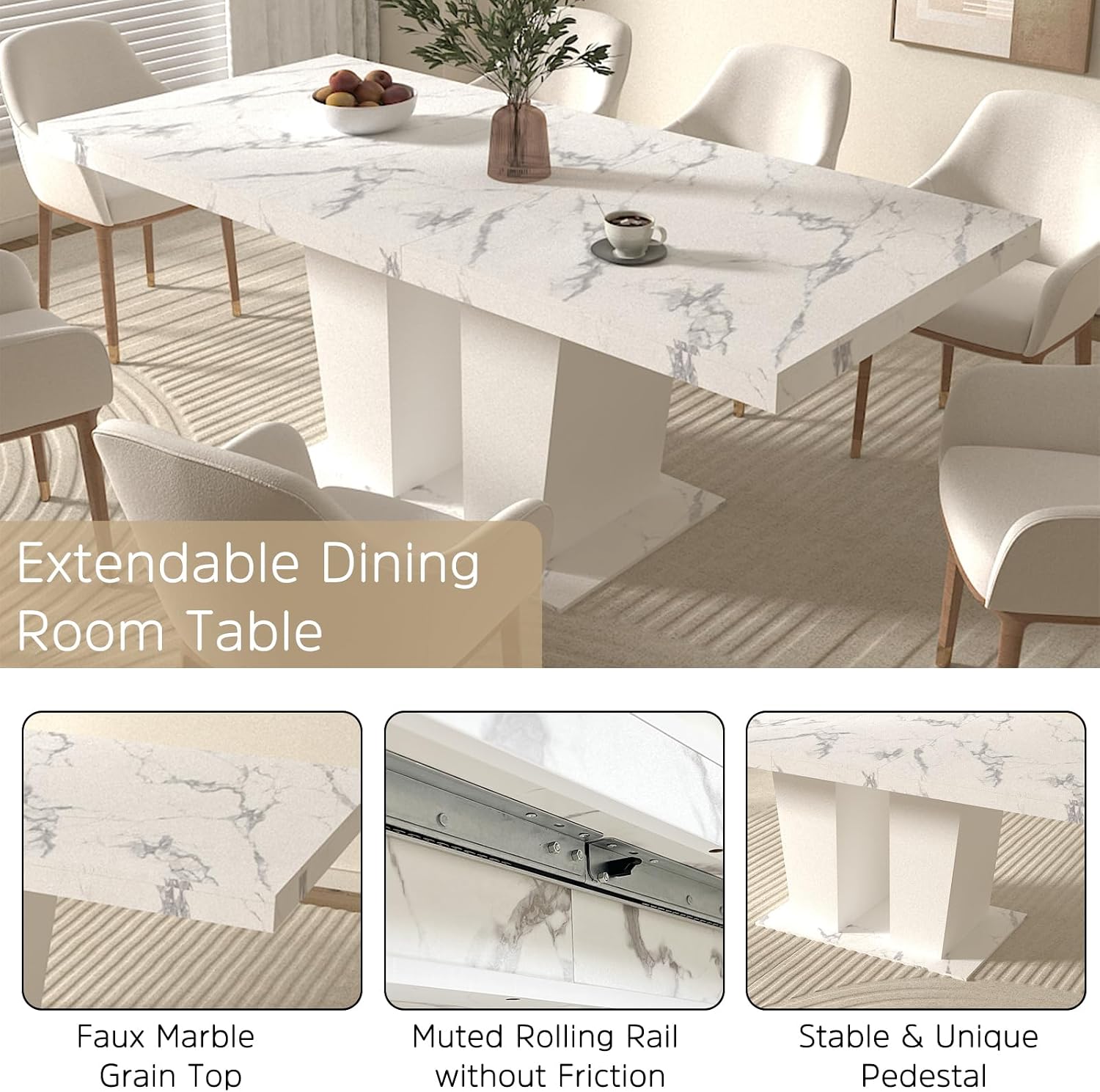 Extendable Dining Table Set, 7-Piece - Image 4