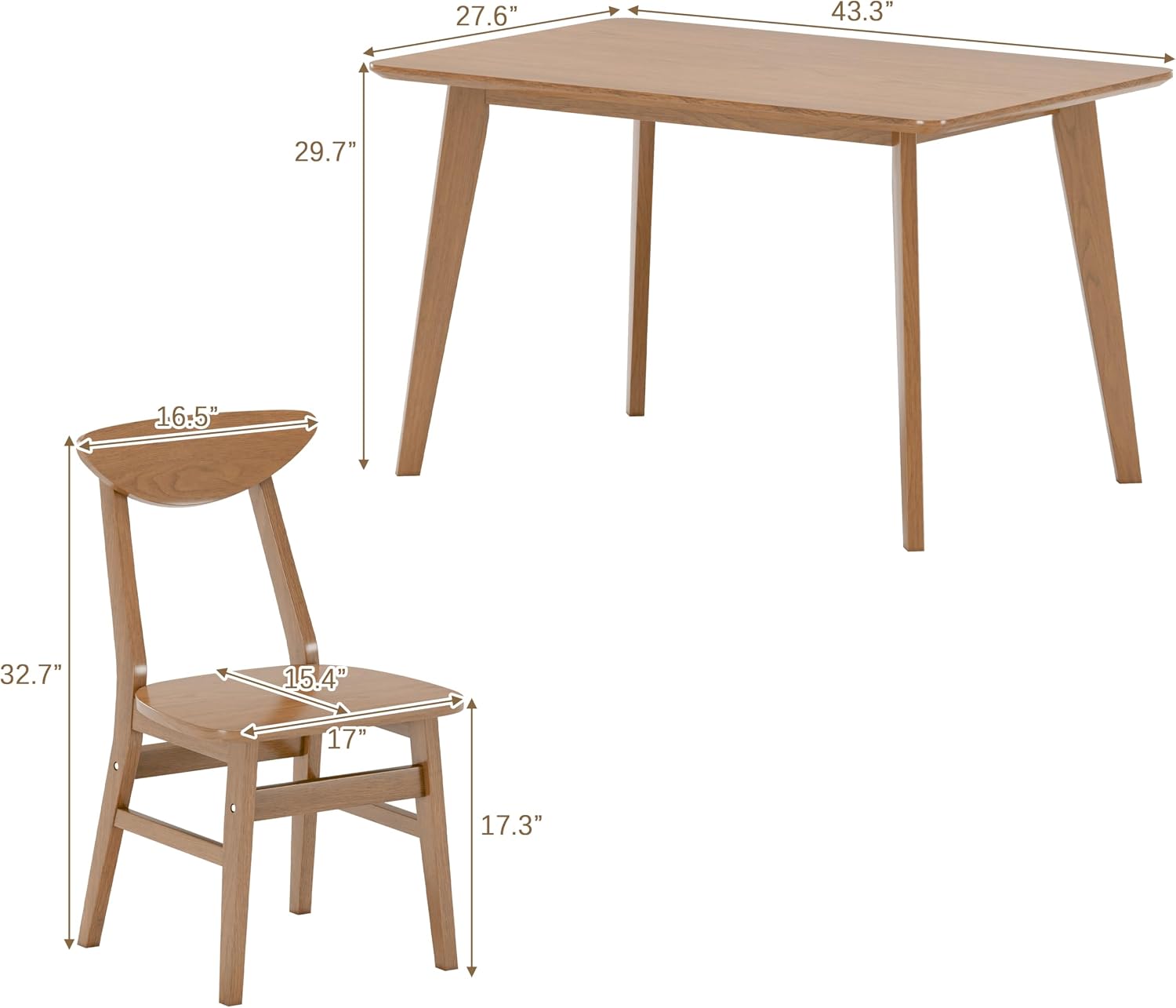 Wood-Veneer Dining Table Set, 5-Piece - Image 3