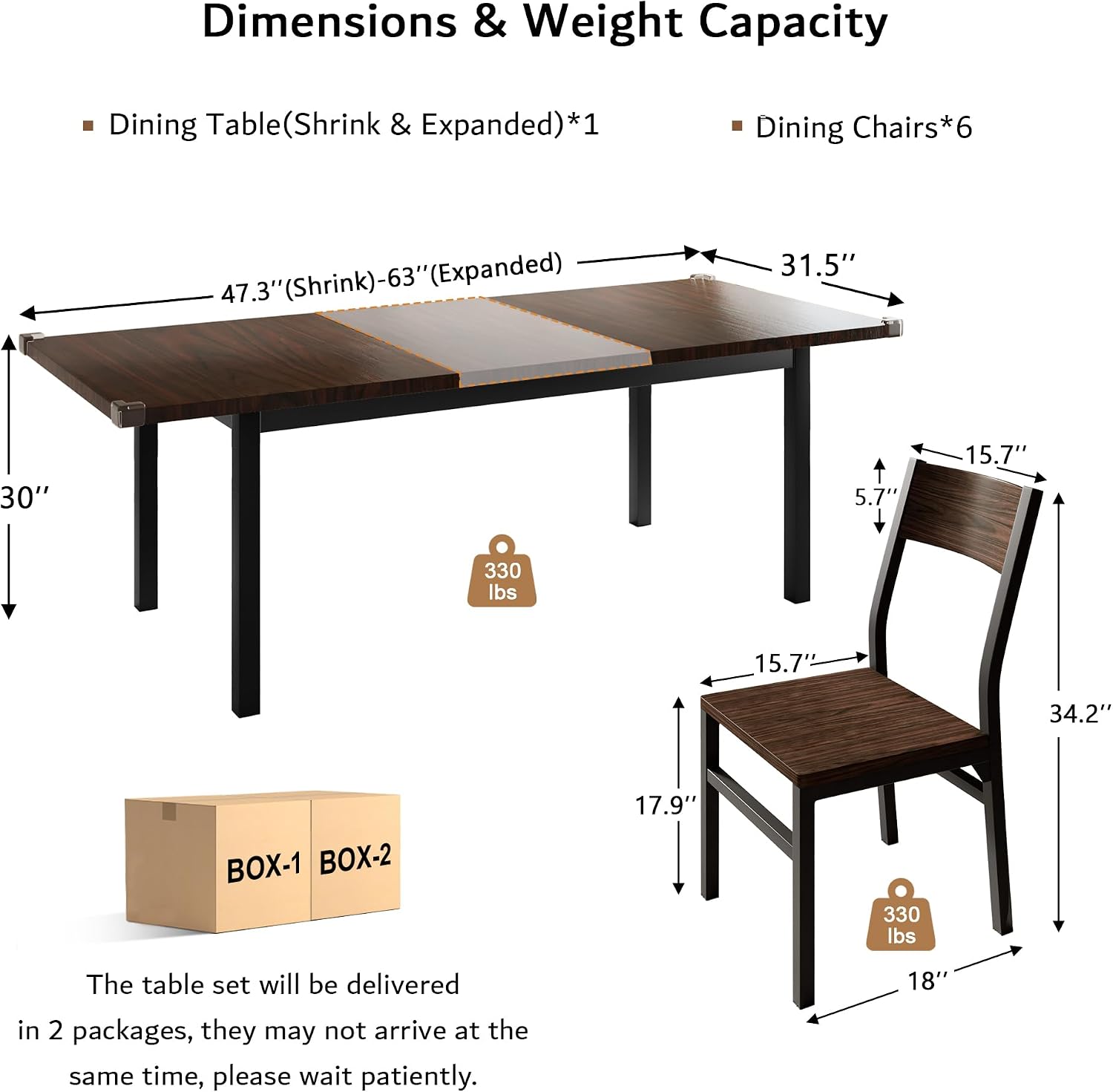 Extendable Dining Table Set, 7-Piece - Image 2