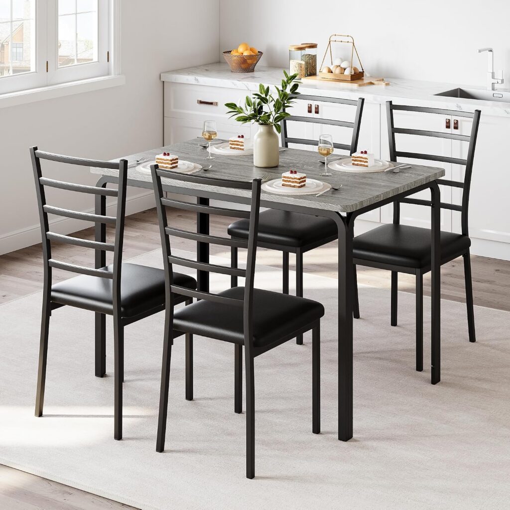 Dining Table and Chair Set, 5-Piece