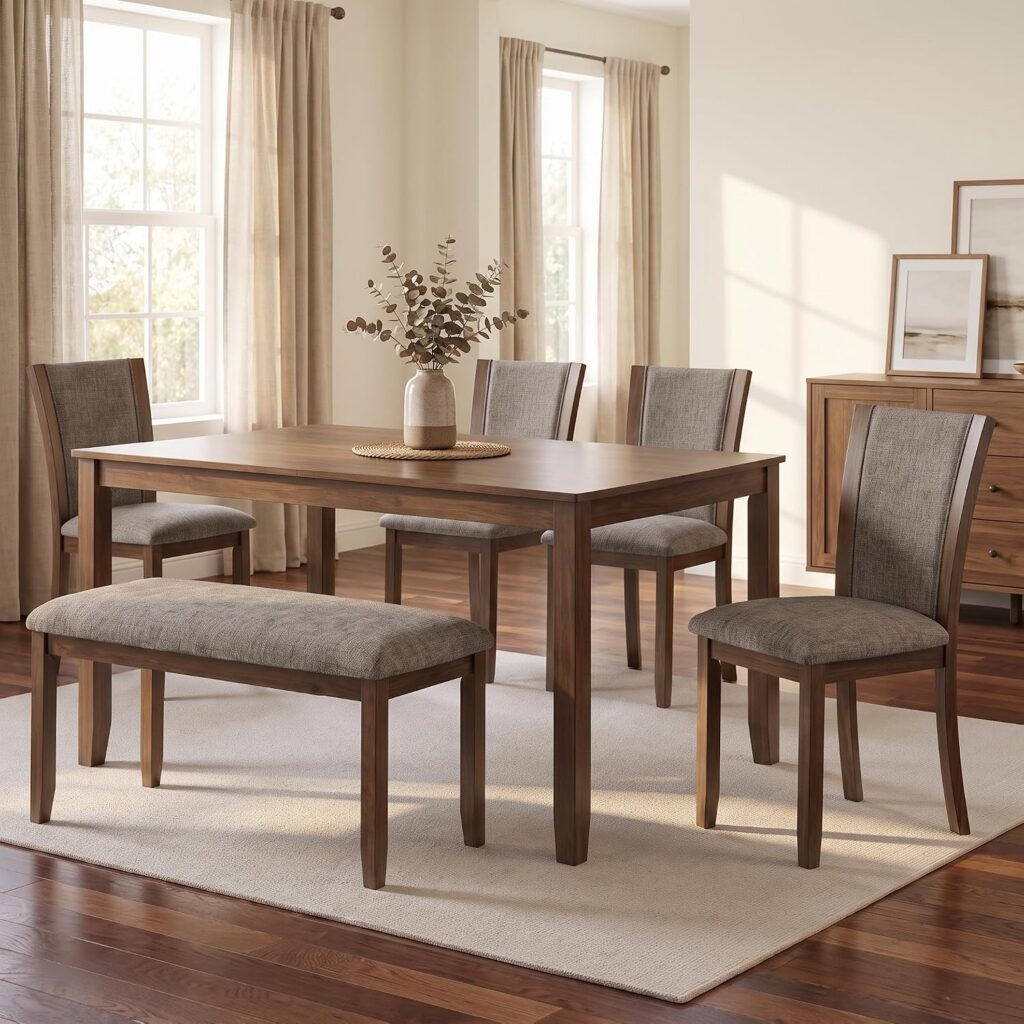 Farmhouse Dining Table Set, 6-Piece