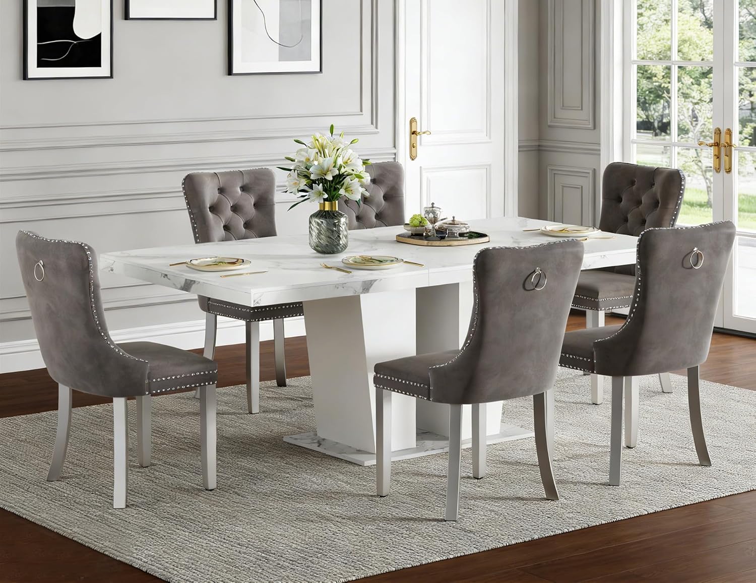 Extendable Dining Table Set, 7-Piece