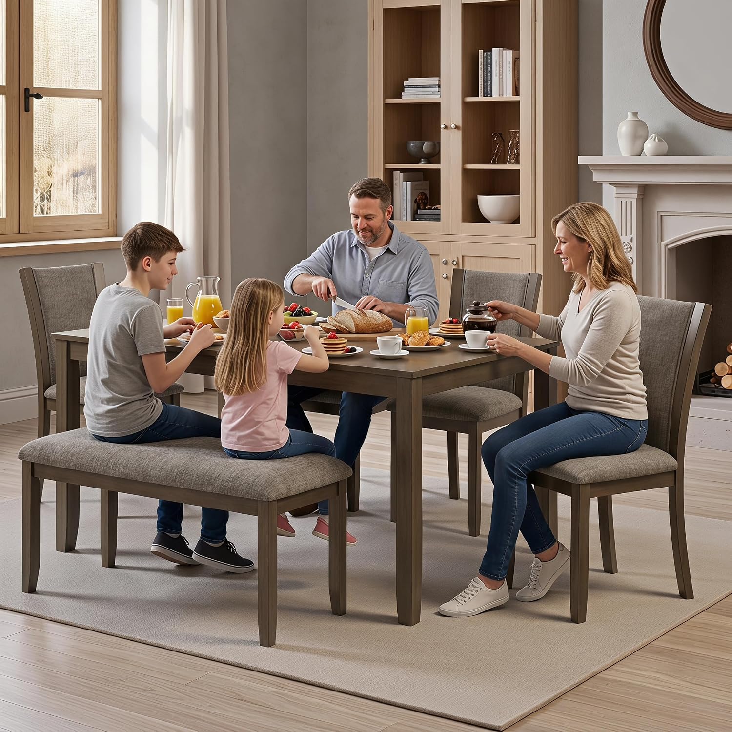 Farmhouse Dining Table Set, 6-Piece - Image 8
