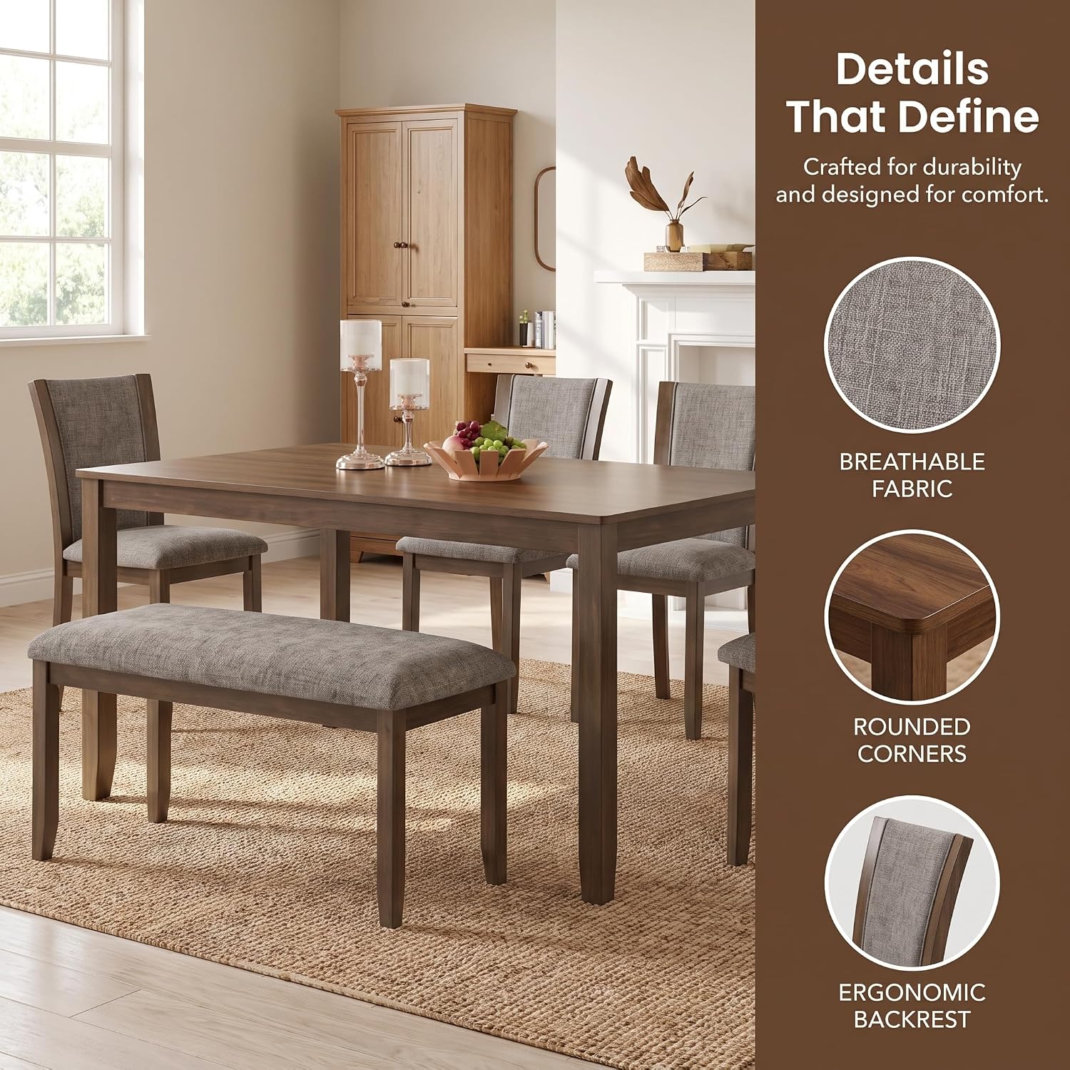 Farmhouse Dining Table Set, 6-Piece - Image 4