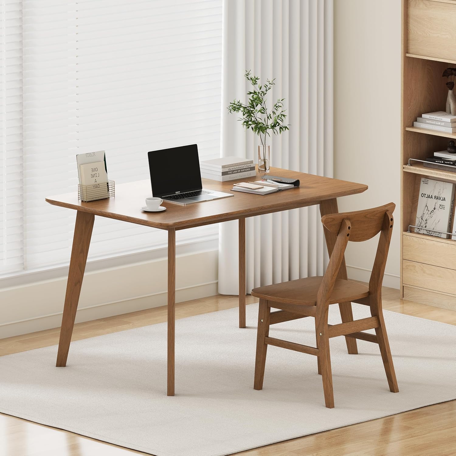 Wood-Veneer Dining Table Set, 5-Piece - Image 7