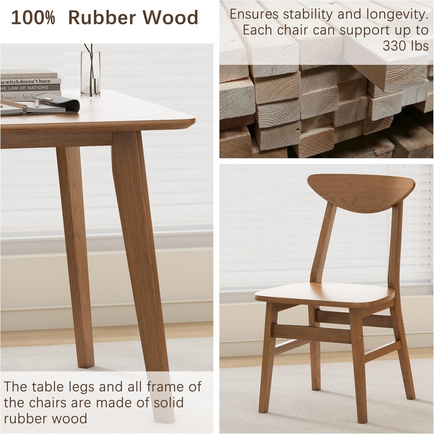 Wood-Veneer Dining Table Set, 5-Piece - Image 5