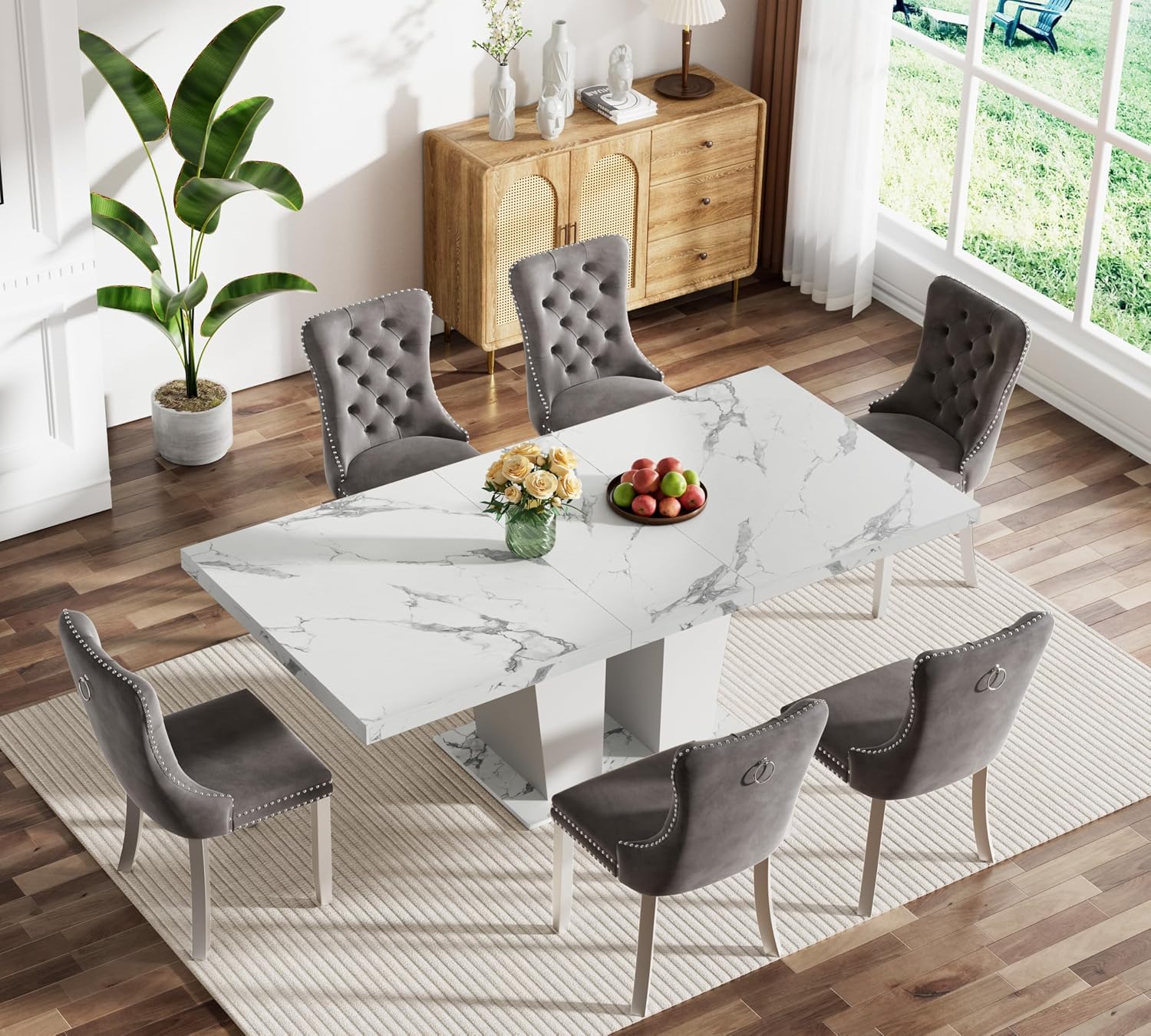 Extendable Dining Table Set, 7-Piece - Image 2
