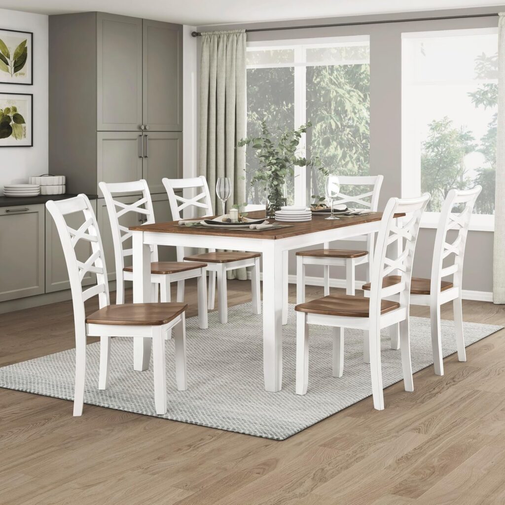 Dining Table and Chair Set, 7-Piece