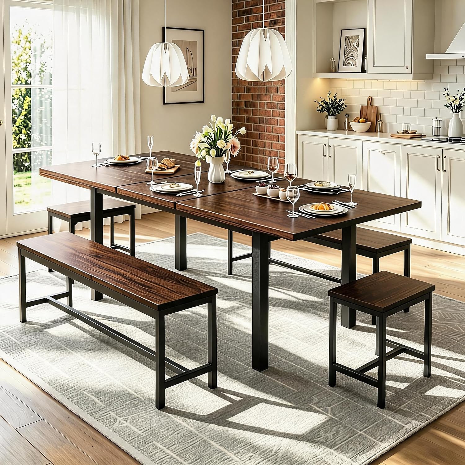 Extendable Dining Table Set, 5-Piece