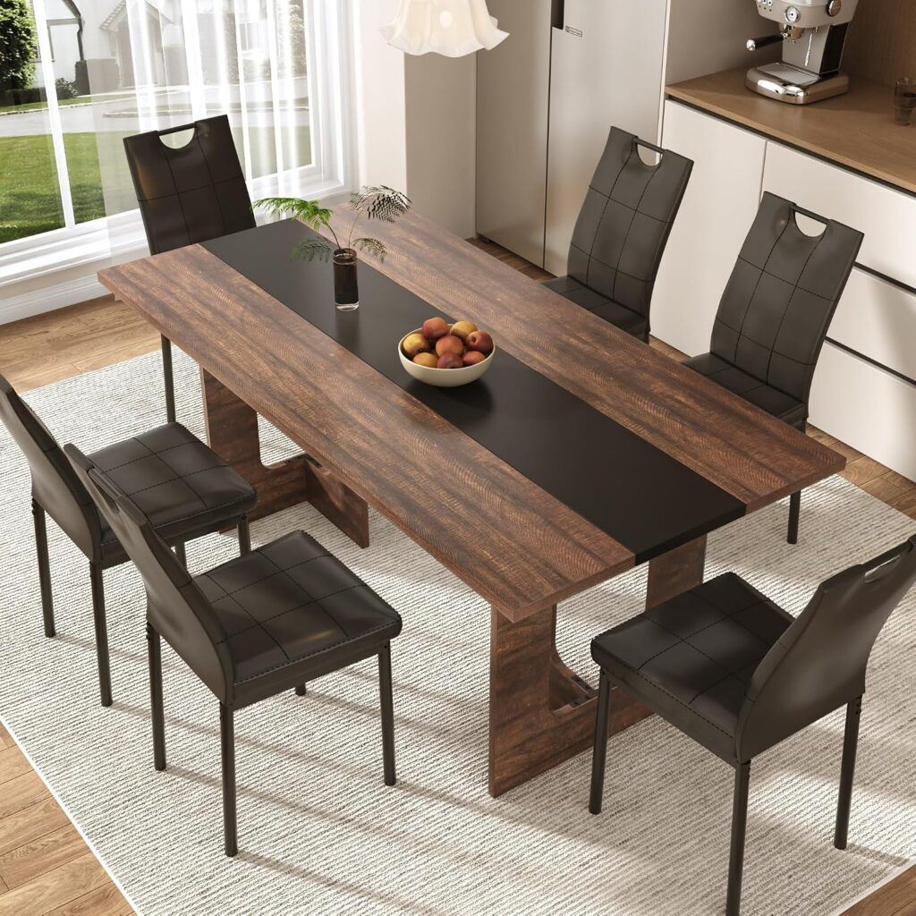 Dining Table and Chair Set, 7-Piece