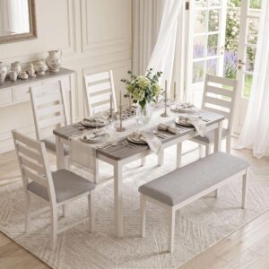 Dining Table and Bench Set, 6-Piece