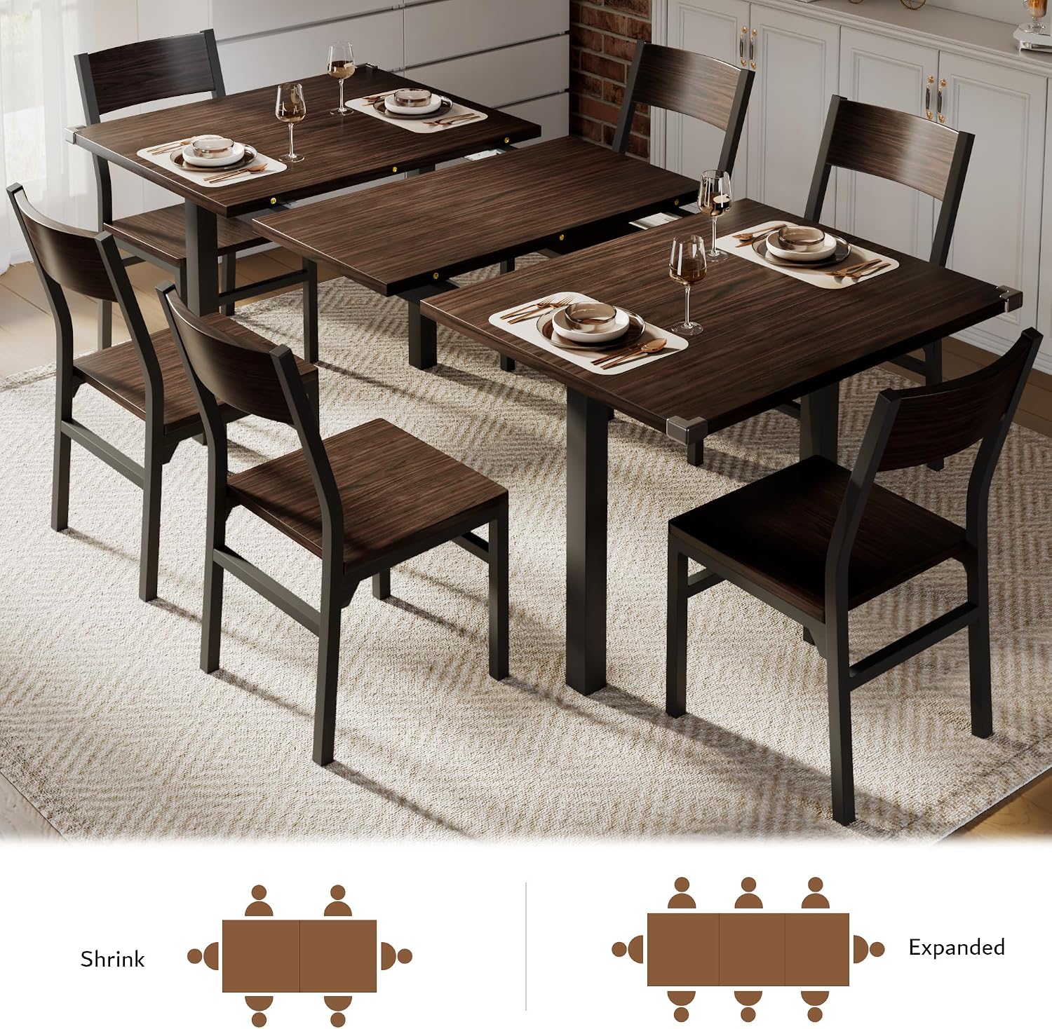 Extendable Dining Table Set, 7-Piece - Image 3